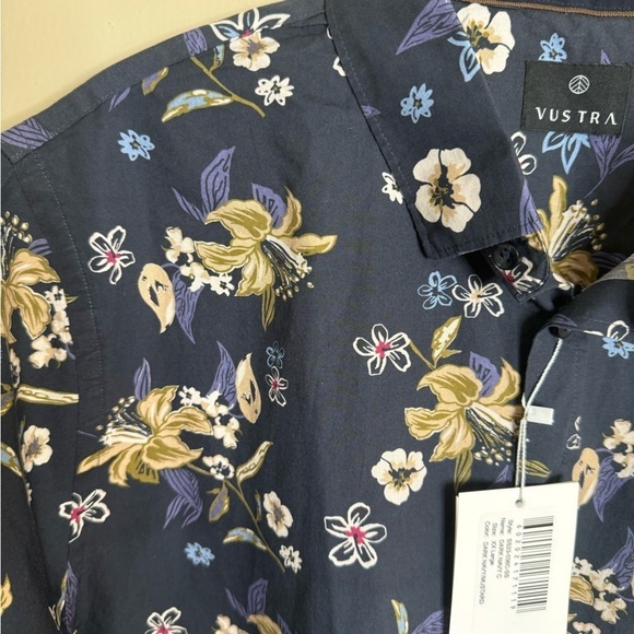 Men! NWT Vustra Tropical Floral Print Short-Sleeve Shirt Organic Cotton size XXL - Picture 4 of 7